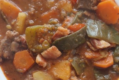 poletna mineštra z govejim mesom